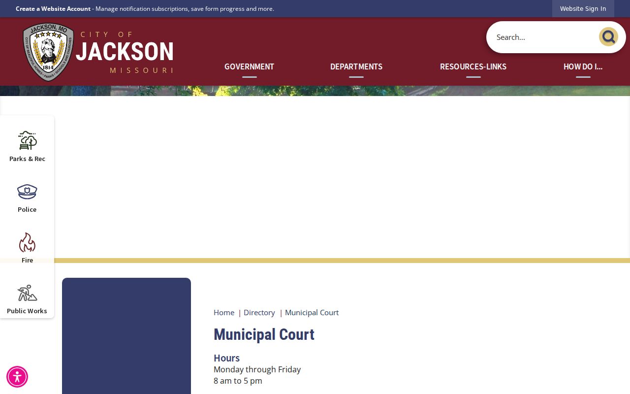 Cape Girardeau County court date record for Jackson Municipal Court contact directory