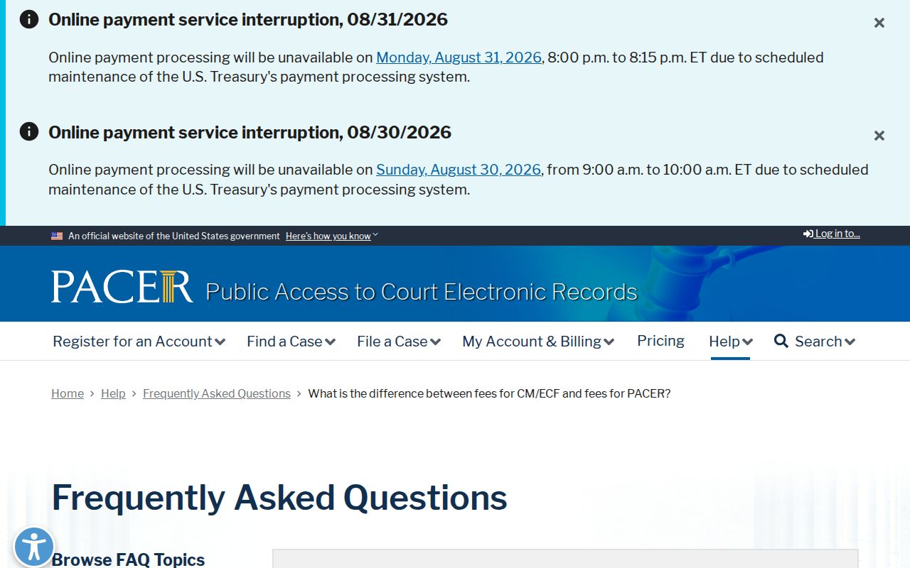 Cape Girardeau County court record search PACER pricing source