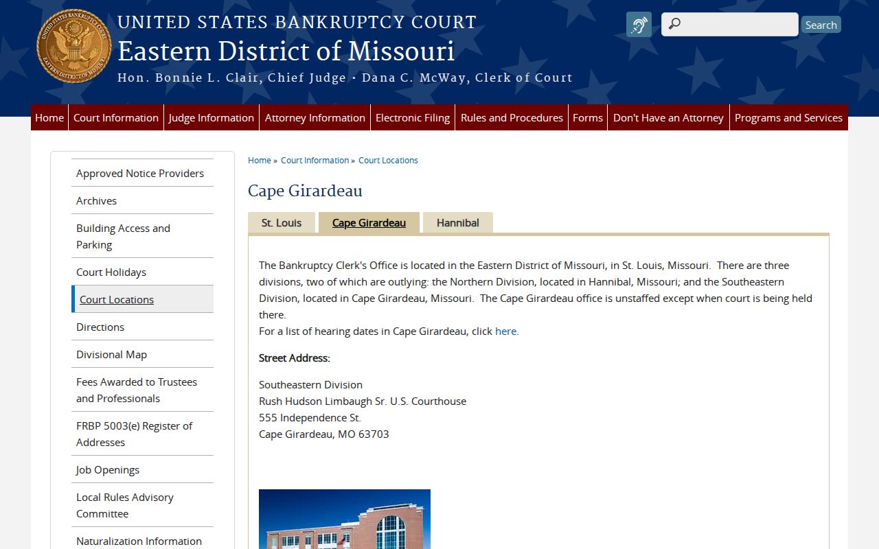 Cape Girardeau County court record search federal bankruptcy location