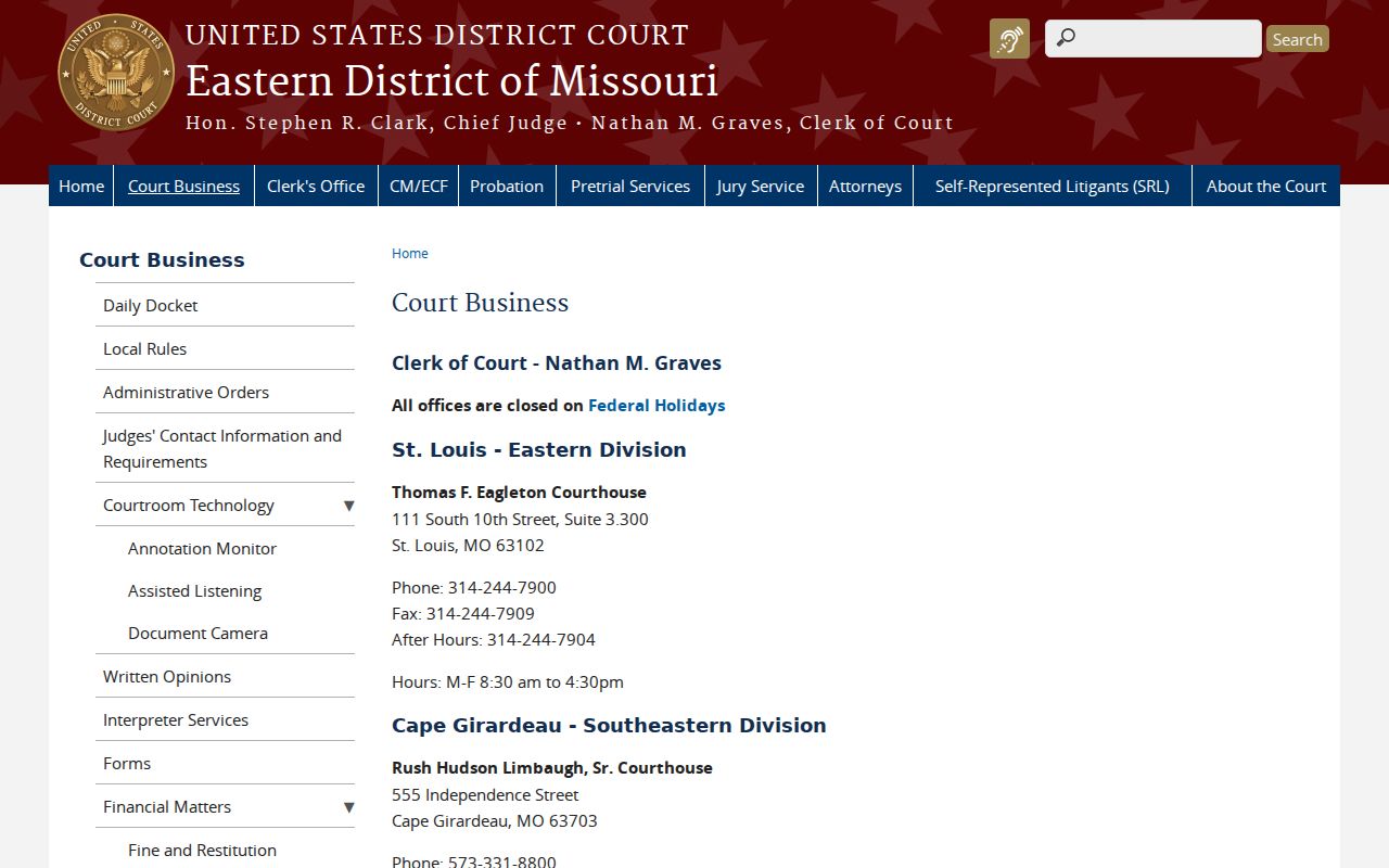 Cape Girardeau County court record search federal clerk source
