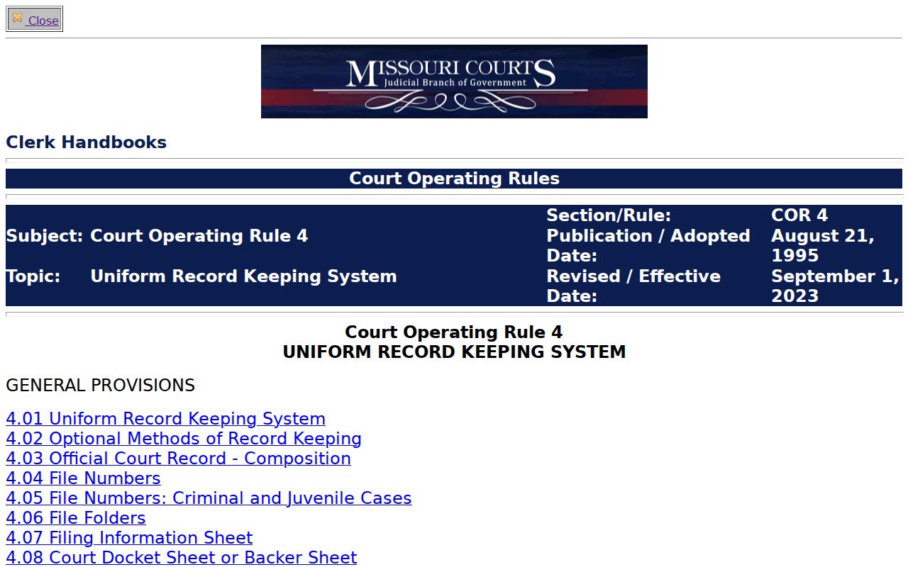 Cape Girardeau County criminal docket Court Operating Rule 4 record-access page