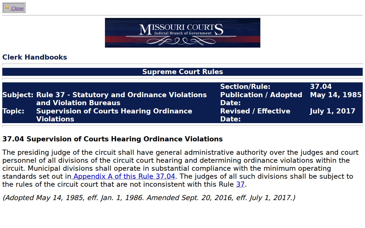 Cape Girardeau County traffic tickets municipal court rule source