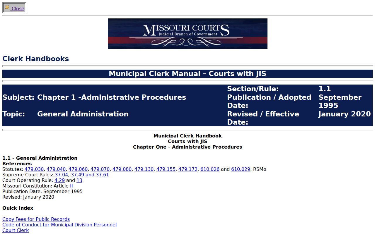 Cape Girardeau County traffic tickets municipal docket manual